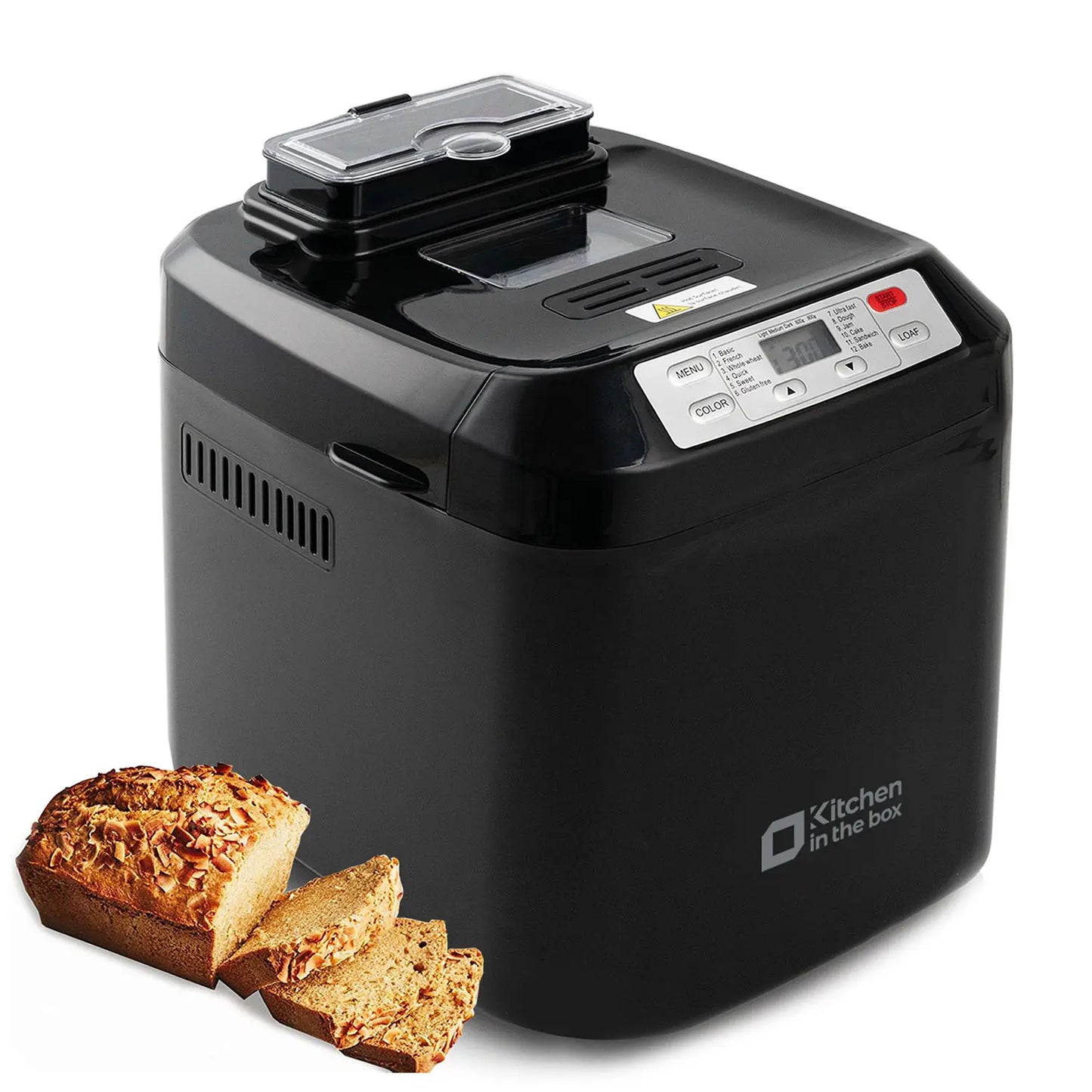 2LB Automatic Bread Maker | 12 Functions, Fruit Nut Dispenser, Timer, Gluten Free, 3 Crust Options