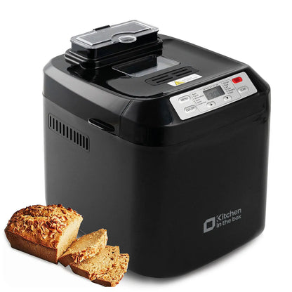 2LB Automatic Bread Maker | 12 Functions, Fruit Nut Dispenser, Timer, Gluten Free, 3 Crust Options