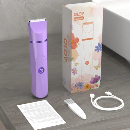 Electric Shaver for Women Bikini Legs Underarm Hair Trimmer Rechargeable Cordless Wet Dry Use Detachable Head IPX7 Waterproof