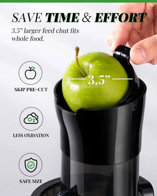 Cold Press Juicer with 3.5 Inch Wide Feed Chute | 150NM Powerful Slow Masticating Juicer for Whole Fruits and Vegetables