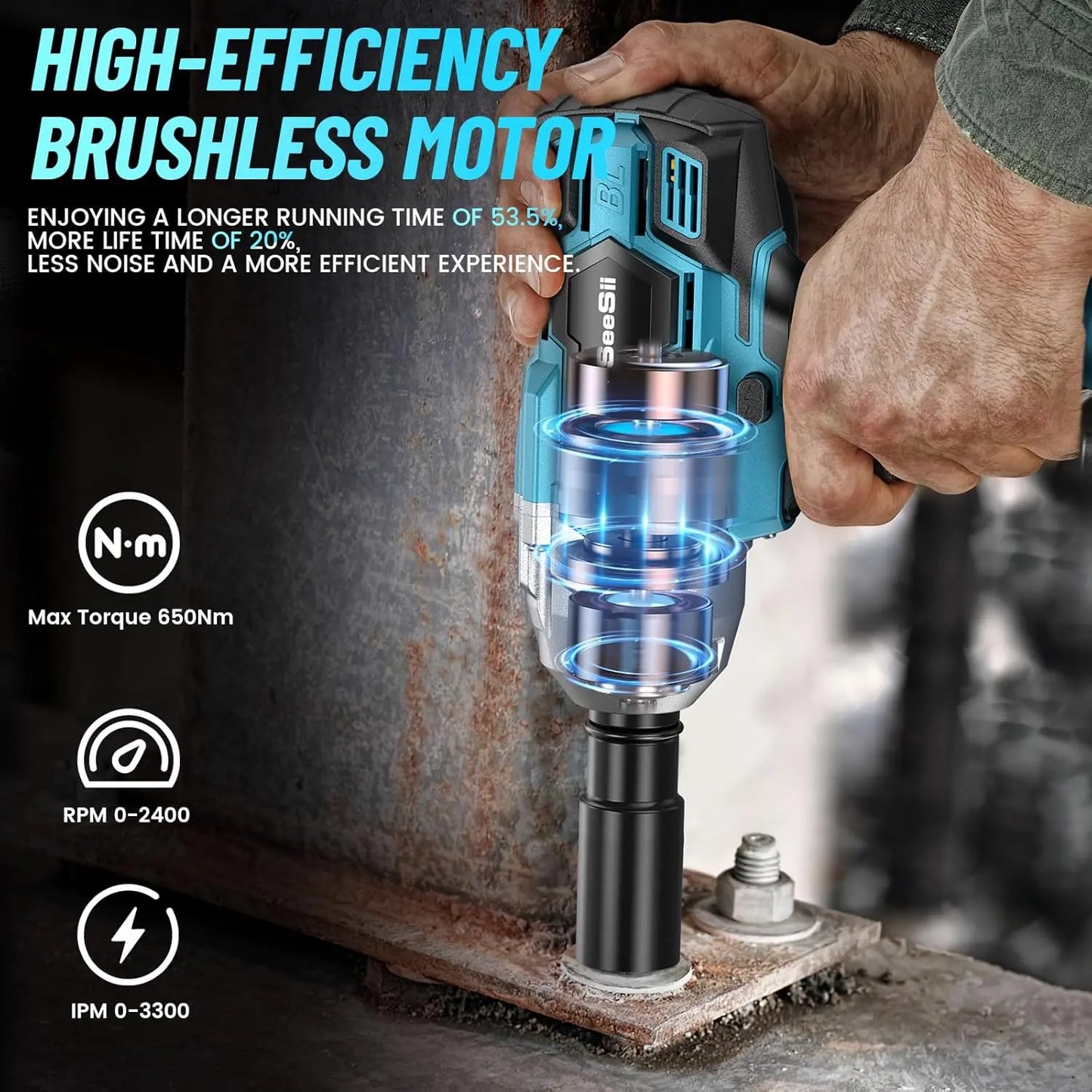 3 in 1 Cordless Impact Wrench Set | Brushless Motor, 2 Batteries, Sockets, Drill and Screwdriver Kit