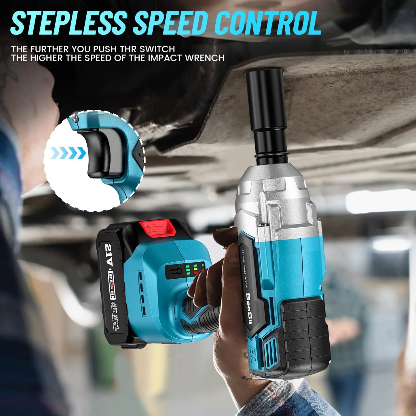 3 in 1 Cordless Impact Wrench Set | Brushless Motor, 2 Batteries, Sockets, Drill and Screwdriver Kit