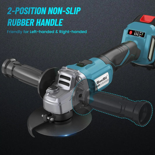Cordless Angle Grinder Kit | 10000RPM Brushless, 2 Batteries, 4.5 Inch Cutting and Grinding Wheels